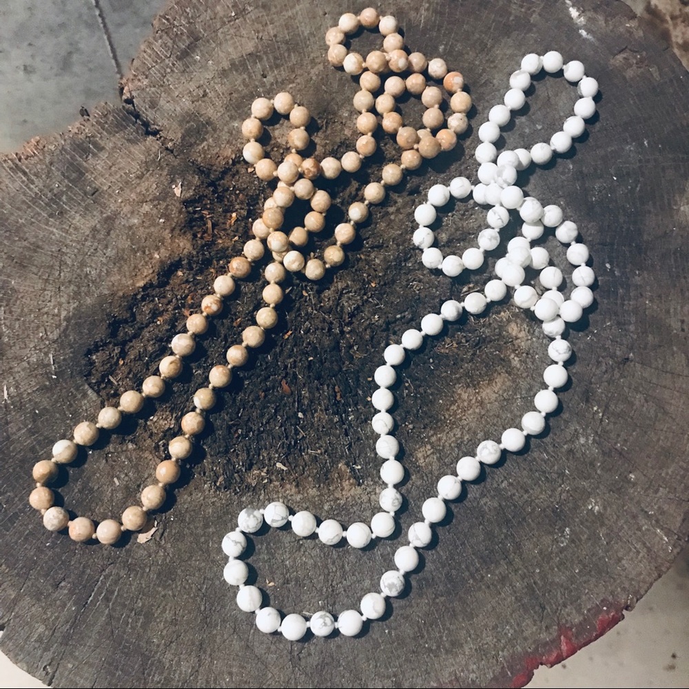 Vintage Beaded Necklaces Marble Stone 90s View 6